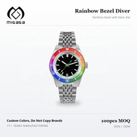 Montre de plongée pour homme, étanche 200M, lunette rotative, acier inoxydable, quartz analogique, insert coloré, vente en gros, montre personnalisée