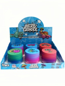 <b>Herb</b> Grinder 6 Pcs Display <b>Box</b> Round Zinc Alloy Magnetic Lid Colorful Design For Smooth Grinding - Product Image 5