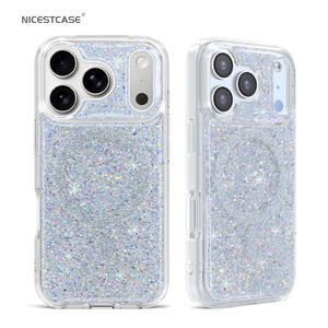 Étui de téléphone argenté à paillettes - Product Image 1