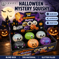 Boîte mystère de balles squishy Halloween en TPE, anti-stress, à presser, à paillettes, pour apaiser les mains, usage quotidien, à partir de 14 ans