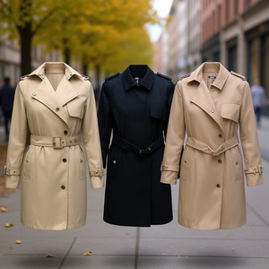 Trench da Donna Fd-95 Taglie S-2XL Beige Nero Kaki Mix e Confezione Trasparente - Product Image 3