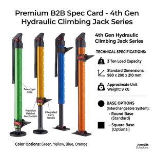 Gato hidráulico de escalada de 4.ª generación con manivela, 3T 5T, para vehículos todoterreno, 830-1220mm, base redonda/cuadrada, núcleo de acero inoxidable, de acción ligera, para SUV 4x4 - Product Image 2