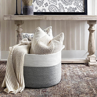Panier de rangement pour linge de bébé en corde de coton avec logo personnalisé panier de rangement pour couverture de chambre à coucher en corde de coton avec poignée