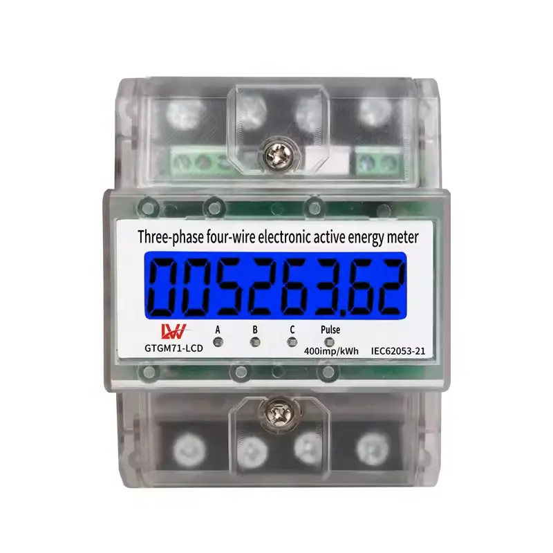 Compteur d'énergie actif électronique triphasé à quatre fils affichage numérique LCD 380V