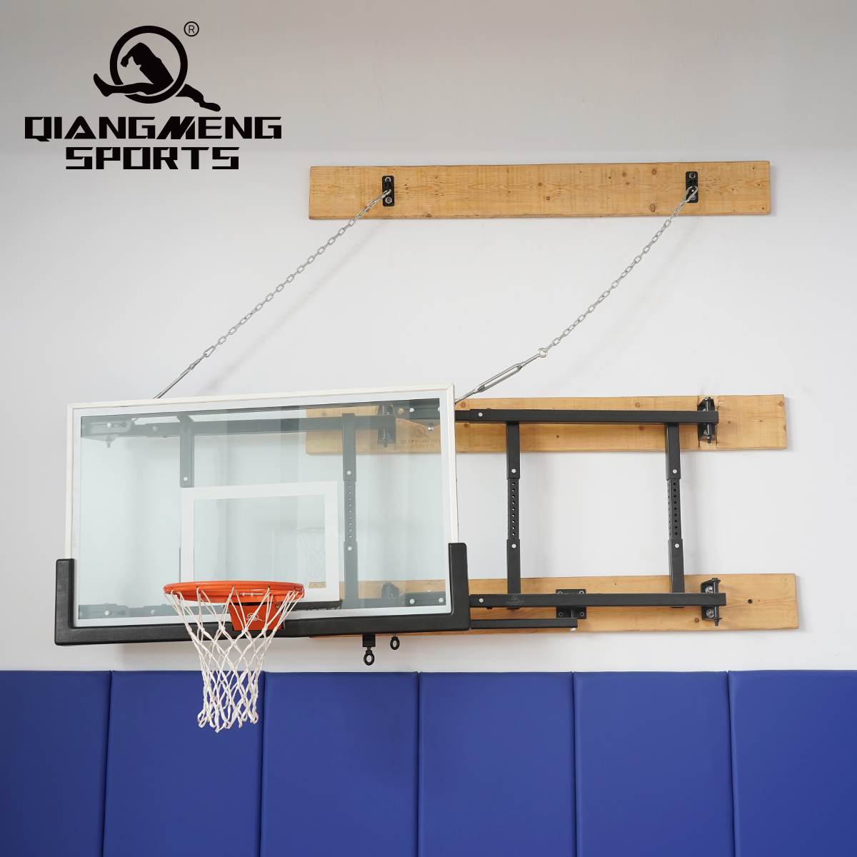 Wall-Mounted Foldable Basketball Hoop System Indoor Retractable Basketball Stand