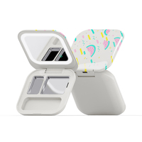 Choebe – Boîtier compact vide en ABS pour fards à paupières, 3 compartiments, avec logo personnalisé, motif mignon, miroir LED et emballage pour poudre pressée (OEM)