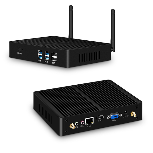 HelorPC Fanless Mini Pc Computer Portable Win10 In-tel I7-4500U/i5 4200U/i3 5005U HTPC HD VGA Wifi Minipc Desktop Computadoras