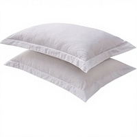 Taies d'oreiller rectangulaires en coton blanc pur de qualité hôtelière pour chambres d'hôtes ; Tissage uni haute densité, teinture réactive moderne et minimaliste