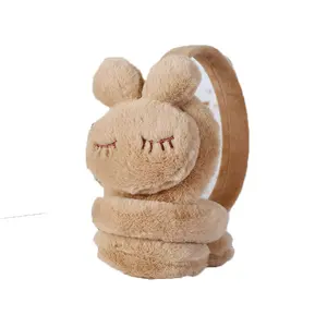 Cache-oreilles en peluche mignons pour enfants, hiver 2024, nouveaux cache-oreilles en forme d'oreilles de lapin, sac, couleurs chaudes et délavées pour enfants - Product Image 1