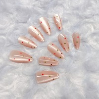 10 Tailles d'ongles à presser artisanaux en amande, élégants à pois, effet œil de chat lumineux, détachables