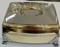 Ensemble de réchauds alimentaires bicolores or et argent 4,5L 5,5L 6,5L – Magnifiques réchauds carrés pour la conservation des aliments chauds, idéaux pour les mariages musulmans et les réceptions