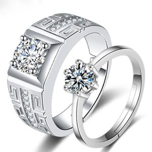Free Size Adjustable Silver <b>Couple</b> <b>Ring</b> for Wedding Jewelry Men Women Diamond <b>Ring</b> Crystal <b>Rings</b> for <b>Couple</b> Lover - Product Image 1