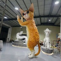 Sculpture géante personnalisée de chat peint en fibre de verre et résine, modèle de statue féline aux grands yeux, effet de fourrure texturée, style européen tendance