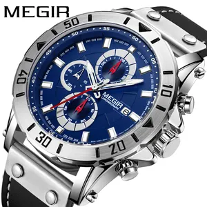 MEGIR 2081 accurate shenzhen boy watch weird Genuine Leather band Luminous Chronograph Simple storage wrist watch suppliers