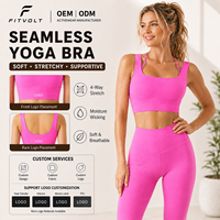 Haut de yoga FITVOLT pour femme, coupe classique, avec coussinets amovibles NUF, col rond, deux pièces, respirant, extensible dans quatre directions, en spandex/nylon