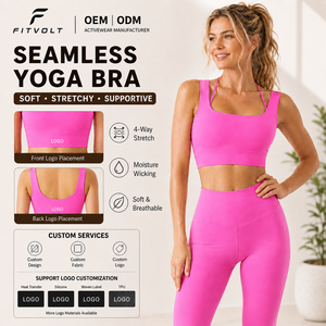 FITVOLT Top de Yoga para Mujer, Corte Regular, con Almohadillas Extraíbles NUF, Cuello Redondo, Dos Piezas, Transpirable, Elástico <span class=keywords><strong>en</strong></span> Cuatro Direcciones, Spandex/Nylon - Product Image 1