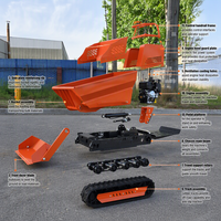 Mini-dumper sur chenilles spécial sites miniers 1 tonne, avec moteur, boîte de vitesses et benne hydraulique, véhicule de transport sur chenilles