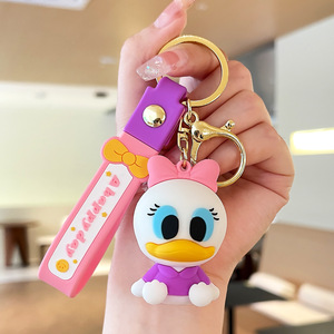 Hot Sale 3D Cartoon Cute Design Keychain Soft PVC Car Key Ring Accessories Custom Doll Bag Backpack Duck Pendant Key Chain