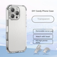 Étui de téléphone portable transparent en TPU moulé par injection avec chaîne/sangle, antichoc, à ouverture à quatre coins, détachable, à faire soi-même