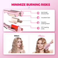 Alat Pengeriting Rambut Deep Wave dengan Layar LED, Pelat Keramik Turmalin, Pemanasan Cepat PTC, Mati Otomatis, Stok Tersedia