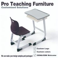 Ensemble Chaise et Bureau Scolaire Minimaliste en Métal, Table d'Étude à Cadre Blanc avec Boîte à Livres, Siège Moulé Facile à Nettoyer à 1 Tiroir, Mobilier Enfant