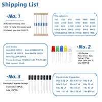 Kit d'assortiment de composants électroniques, 1410 pièces, résistances et condensateurs, diodes, transistors pour projets électroniques DIY