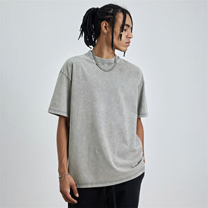 T-shirt décontracté de luxe surdimensionné en batik pour hommes T-shirt vierge 100% coton lavé à l'acide personnalisé - Product Image 5