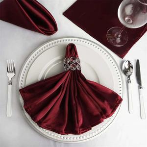 Vente chaude Serviettes de table de banquet de mariage personnalisées en satin de polyester moderne carré lisses faites à la main Décoration - Product Image 3