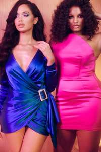 Mini abito monospalla in raso duchessa rosa - Product Image 5