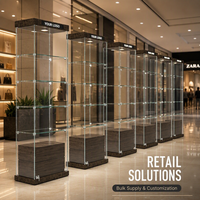 Vitrine LED en verre pour magasin de détail avec éclairage et verrouillage, personnalisable avec logo, pour centres commerciaux et usage commercial