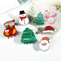 Nouveautés : Barrettes pour cheveux en acrylique pour enfants, style mignon, avec motifs de bonhomme de neige, Père Noël, sapin de Noël, chaussures, chapeau, style sucré, fête