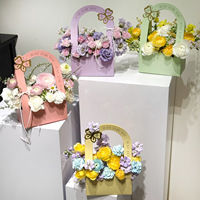 Nouvelles boîtes à fleurs portables en carton recyclé pour la fête des mères, avec décorations de papillons