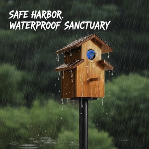 <span class=keywords><strong>Casa</strong></span> para Mascotas de <span class=keywords><strong>Madera</strong></span> Ecológica Impermeable para Animales Pequeños, <span class=keywords><strong>Madera</strong></span> Maciza para Uso en Exteriores, para Montaje en Poste - Product Image 3