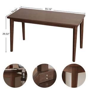 Scrivania in Legno Massello 55.1x19.7 Pollici, Stile Mid-Century Moderno, Piccola Scrivania in Legno di Gomma, Scrivania per Computer in Noce - Product Image 1