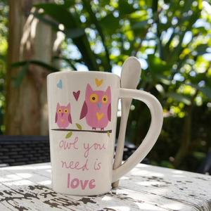 แก้วกาแฟเซรา<span class=keywords><strong>ม</strong></span>ิกลายนกฮูกพร้อ<span class=keywords><strong>ม</strong></span>ช้อนถ้วยชาลายการ์ตูนรูปนกฮูกน่ารักแบบมีรอยจูบและรัก - Product Image 2