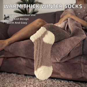 Chaussettes douillettes et chaudes d'hiver pour femmes, en tricot épais et duveteux, motif uni, longueur mi-mollet, usage quotidien en intérieur, compression <span class=keywords><strong>classe</strong></span> 4, en stock - Product Image 1