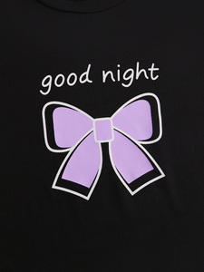 Conjunto de pijama para <span class=keywords><strong>mujer</strong></span> con estampado de cuadros y lazo, camiseta de manga corta y <span class=keywords><strong>pantalones</strong></span> largos, ropa cómoda para estar en casa - Product Image 3