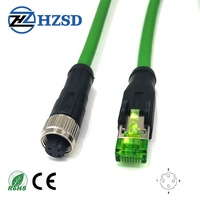 M12 connecteur 4pin D code à RJ45 connecteur Ethernet profinet câble CAT5e Ethernet Industriel