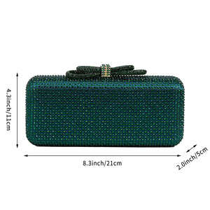 Women Shinny Bow Rhinestones <b>Clutch</b> Purse Detachable Chain Handbag Crystal Evening Bag Paired with Gown Formal Dress - Product Image 6