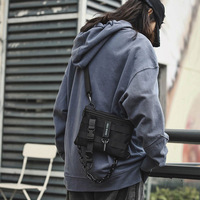 Sac bandoulière unisexe style Ins en cuir véritable imperméable, mini pochette utilitaire zippée pour l'été, mode streetwear hip-hop