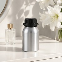 Bouteille d'huile essentielle en aluminium poli de 350 ml avec bouchon noir, de luxe, anti-UV, corps large, vente en gros OEM