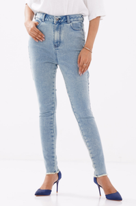 New Trendy Customized Design Stylish <b>Elastic</b> Stretch <b>Jeans</b> High <b>Waist</b> Solid Color Women Pencil Pants Skinny <b>Jeans</b> Denim Pants - Product Image 6