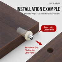 Conector de herrajes para muebles de puerta de armario con eje central telescópico de plástico, núcleo de hierro y pasadores con resorte para persiana oculta