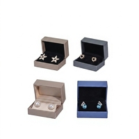Boîte à boucles d'oreilles de luxe en cuir PU brossé, dorée, argentée, bleue, petite, pour bijoux, étui cadeau moderne, présentoir métallique pour elle