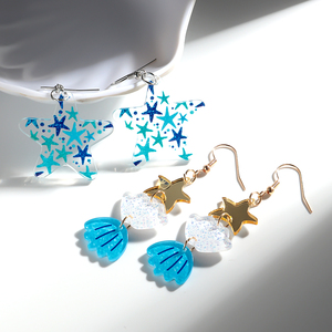 Bijoux de mode d'été Boucles d'oreilles acryliques série océan Boucles d'oreilles créatives coquillages étoiles de mer pour femmes et filles - Product Image 4