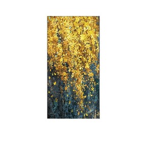 Pintura al óleo pintada a mano, arte abstracto de Forsythia, marco negro, rectángulo, decoración de pared moderna para sala de estar, entrada, pasillo - Product Image 4