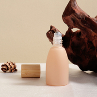 Flacon roll-on en verre givré vide de 10 ml avec bouchon en bois, rechargeable, pour huile de parfum, huile essentielle