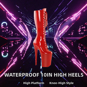 10inch-26cm Waterproof Platform Pole Dance Shoes for Women Zip Closure Super <b>High</b> Heels Sexy <b>Knee</b>-<b>High</b> Summer Night Shows - Product Image 2