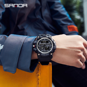 Reloj Deportivo Cuadrado para Hombre Sanda 3133, Nuevo, Resistente al Agua 50M, Reloj Analógico-Digital de Cuarzo con Cronógrafo y Correa de Silicona - Product Image 6
