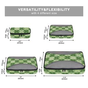 Juego de Organizadores de Maletas de Poliéster con Diseño Ulu Verde Hawaiano, Bolsa de Almacenamiento de Viaje Aloha, Juego de 4 Cubos de Embalaje de Malla Personalizados - Product Image 5